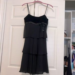 Black Velour & silk multi tiered LBD. Size 2.